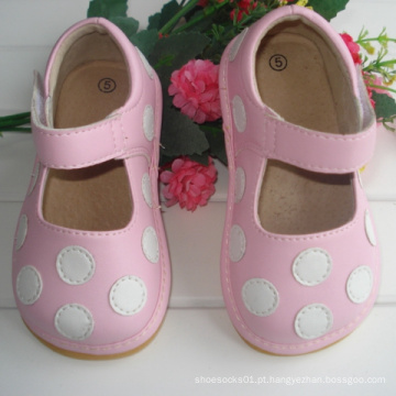 Rosa com pontos brancos Bebê Sapatos ásperos 7 cores
